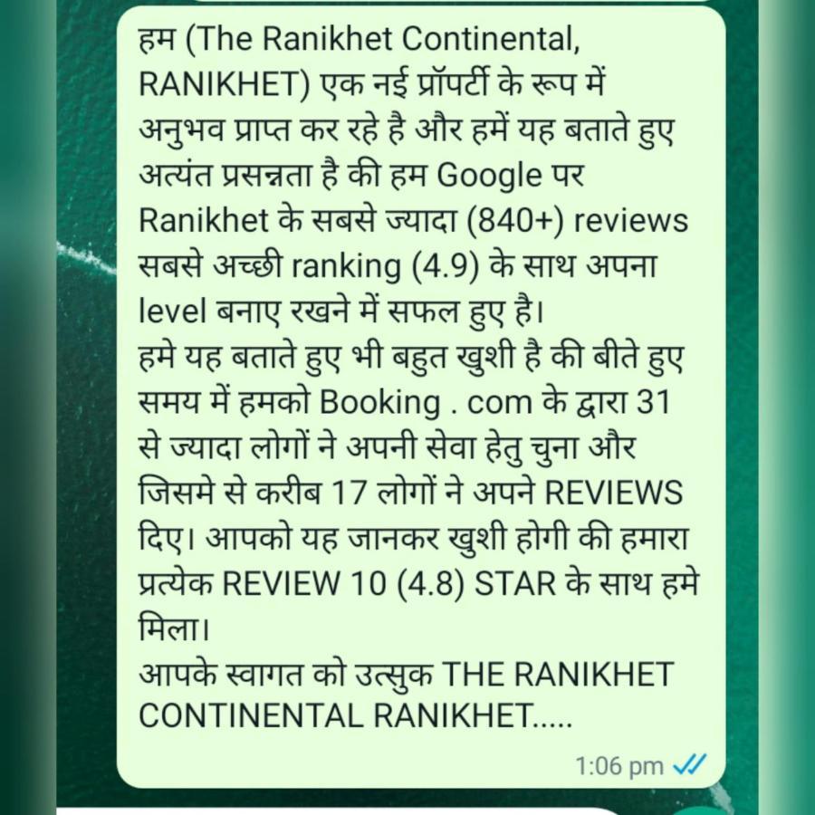 The Ranikhet Continental Hotel Екстериор снимка